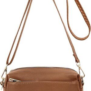 Crossbody Bag Small Leather Triple Zip Crossbody Purse Shoulder Bag with Ajustab